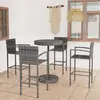 Image de vidaXL Ensemble de bar de jardin 5 pcs Résine tressée Gris