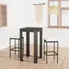 Image de vidaXL Ensemble de bar de jardin 3 pcs et coussins Résine tressée Noir