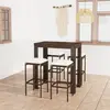 Image de vidaXL Meuble de bar de jardin 5 pcs et coussins Résine tressée Marron