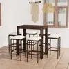 Image de vidaXL Ensemble de bar de jardin 7 pcs coussins Résine tressée Marron