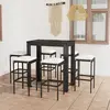 Image de vidaXL Ensemble de bar de jardin 7 pcs et coussins Résine tressée Noir