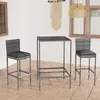Image de vidaXL Ensemble de bar de jardin 3 pcs et coussins Résine tressée Gris