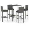 Image de vidaXL Ensemble de bar de jardin 5 pcs et coussins Résine tressée Gris