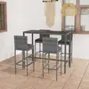 Image de vidaXL Ensemble de bar de jardin 5 pcs et coussins Résine tressée Gris