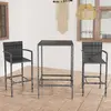 Image de vidaXL Ensemble de bar de jardin 3 pcs Résine tressée Gris