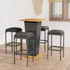 Image de vidaXL Ensemble de bar de jardin 5 pcs et coussins Résine tressée Gris