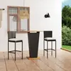 Image de vidaXL Ensemble de bar de jardin 3 pcs et coussins Résine tressée Noir