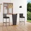Image de vidaXL Ensemble de bar de jardin 3 pcs et coussins Résine tressée Gris