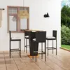Image de vidaXL Ensemble de bar de jardin 5 pcs et coussins Résine tressée Noir