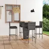 Image de vidaXL Ensemble de bar de jardin 5 pcs et coussins Résine tressée Gris