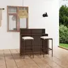 Image de vidaXL Ensemble de bar de jardin avec coussins 3 pcs Marron