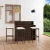 Image de vidaXL Ensemble de bar de jardin avec coussins 4 pcs Marron