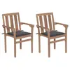 Image de vidaXL Chaises de jardin lot de 2 et coussins anthracite Bois de teck