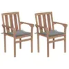 Image de vidaXL Chaises de jardin lot de 2 et coussins gris Bois de teck massif