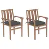Image de vidaXL Chaises de jardin lot de 2 et coussins anthracite Bois de teck