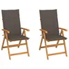 Image de vidaXL Chaises de jardin lot de 2 et coussins taupe Bois teck massif