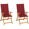 Image de vidaXL Chaises de jardin lot de 2 et coussins bordeaux Teck massif
