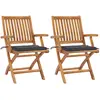 Image de vidaXL Chaises de jardin lot de 2 et coussins anthracite Bois de teck
