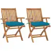 Image de vidaXL Chaises de jardin lot de 2 avec coussins bleu clair Teck massif