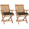 Image de vidaXL Chaises de jardin lot de 2 et coussins taupe Bois teck massif
