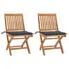 Image de vidaXL Chaises de jardin lot de 2 et coussins anthracite Bois de teck