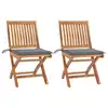 Image de vidaXL Chaises pliantes (lot de 2) avec coussins gris, en teck massif
