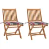 Image de vidaXL Chaises de jardin lot de 2 avec coussins à carreaux rouge Teck