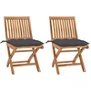 Image de vidaXL Lot de 2 Chaises de Jardin avec Coussins, Sièges de Terrasse, Chaises de Salle à Manger, Meubles de Patio Extérieur, Anthracite Bois de Teck