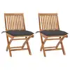 Image de vidaXL Chaises de jardin lot de 2 et coussins anthracite Bois de teck