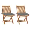 Image de vidaXL Chaises de jardin lot de 2 et coussins gris Bois de teck massif