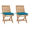Image de vidaXL Chaises de jardin lot de 2 avec coussins bleu clair Teck massif