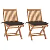 Image de vidaXL Chaises de jardin lot de 2 et coussins taupe Bois teck massif
