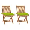 Image de vidaXL Chaises de jardin lot de 2 avec coussins vert vif Bois de teck