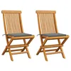 Image de vidaXL Lot de 2 Chaises de Jardin avec Coussins, Sièges de Terrasse, Chaises de Salle à Manger, Meubles de Patio Extérieur, Gris Bois de Teck Massif