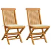 Image de vidaXL Chaises de jardin et coussins crème lot de 2 Bois teck massif