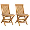Image de vidaXL Chaises de jardin et coussins beige lot de 2 Bois teck massif