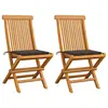 Image de vidaXL Chaises de jardin et coussins taupe lot de 2 Bois teck massif