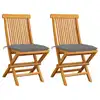 Image de vidaXL Chaises de jardin et coussins gris lot de 2 Bois de teck massif
