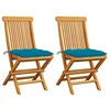 Image de vidaXL Chaises pliantes avec coussins bleu clair, 2 pièces,