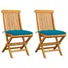Image de vidaXL Chaises de jardin lot de 2 avec coussins bleu clair Teck massif