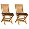 Image de vidaXL Chaises de jardin et coussins taupe lot de 2 Bois teck massif