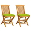 Image de vidaXL Chaises de jardin avec coussins vert vif lot de 2 Bois de teck