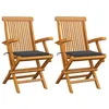 Image de vidaXL Lot de 2 Chaises de Jardin avec Coussins, Sièges de Terrasse, Chaises de Salle à Manger, Meubles de Patio Extérieur, Anthracite Bois de Teck