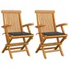 Image de vidaXL Chaises de jardin et coussins anthracite lot de 2 Bois de teck
