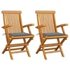 Image de vidaXL Lot de 2 Chaises de Jardin avec Coussins, Sièges de Terrasse, Chaises de Salle à Manger, Meubles de Patio Extérieur, Gris Bois Teck Massif