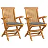 Image de vidaXL Chaises de jardin avec coussins gris lot de 2 Bois teck massif