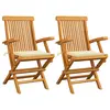 Image de vidaXL Chaises de jardin avec coussins crème lot de 2 Bois teck massif