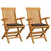 Image de vidaXL Chaises de jardin et coussins taupe lot de 2 Bois teck massif