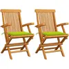 Image de vidaXL Chaises de jardin avec coussins vert vif lot de 2 Bois de teck