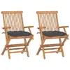 Image de vidaXL Chaises de jardin et coussins anthracite lot de 2 Bois de teck
